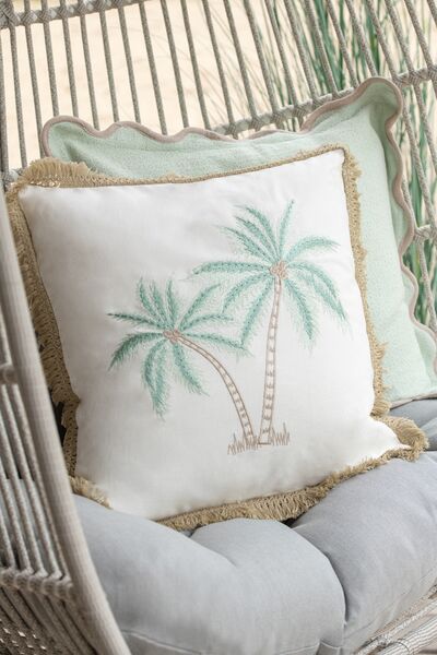 Cushion palm tree, white/turquoise