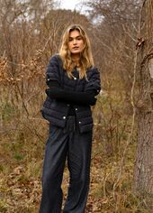 Asta quilted short sleeved jacket, black