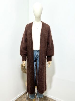 Long mohair cardigan, brown