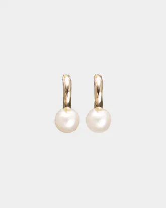 Amelie pearl hoops, pearl white