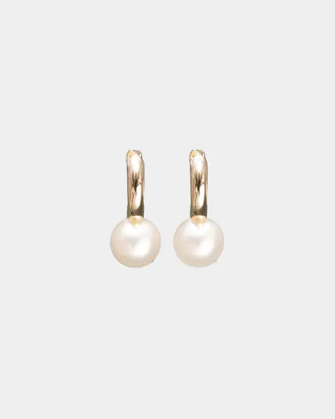 Amelie pearl hoops, pearl white