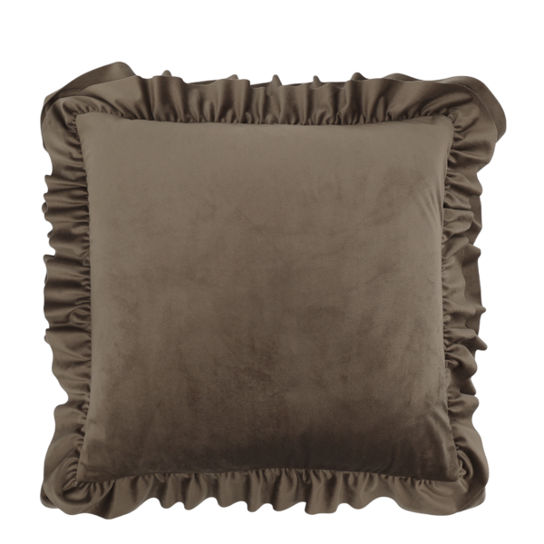 Aix pillowcase with frilled edge 45x45, mocca