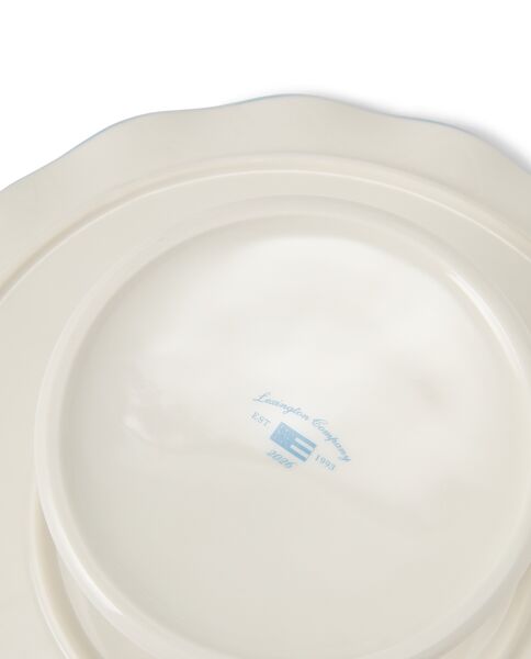 Stoneware Wavy Cake Stand, White/Blue