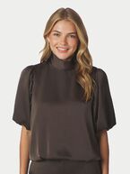 Parisa heavy sateen blouse, dark brown