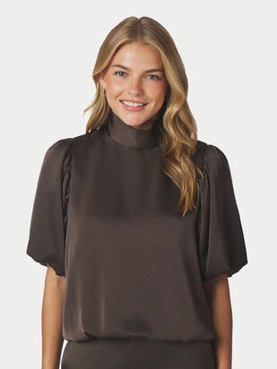 Parisa heavy sateen blouse, dark brown