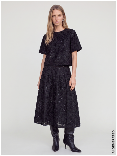 Reya sequins back top, black