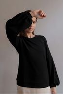 Balloon sleeve sweatshirt, black