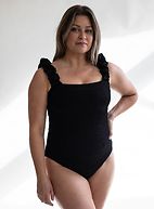 Swimsuit with ruffle, black
