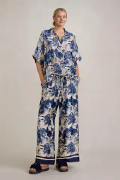 Pants with Toile De Jouy print, navy