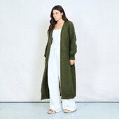 Long mohair cardigan, khaki