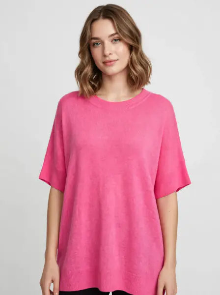 Estheme Oversized short sleeve knit, Pink