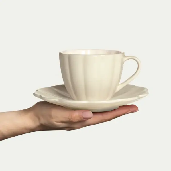 Oyster cup & saucer 17,5cm, sand