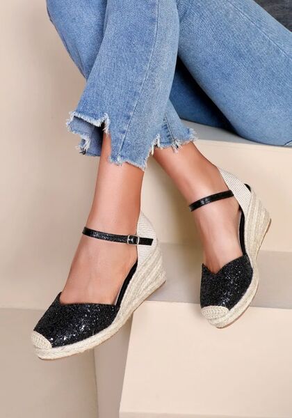 Espadrillo glitter, black
