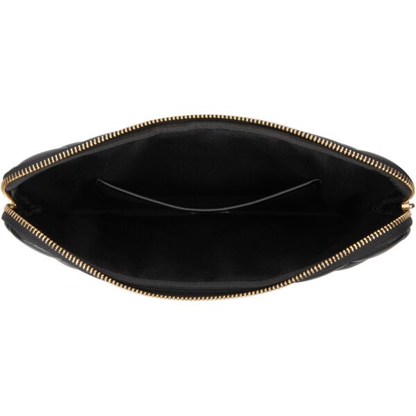 Leather quilted pouch medium, black