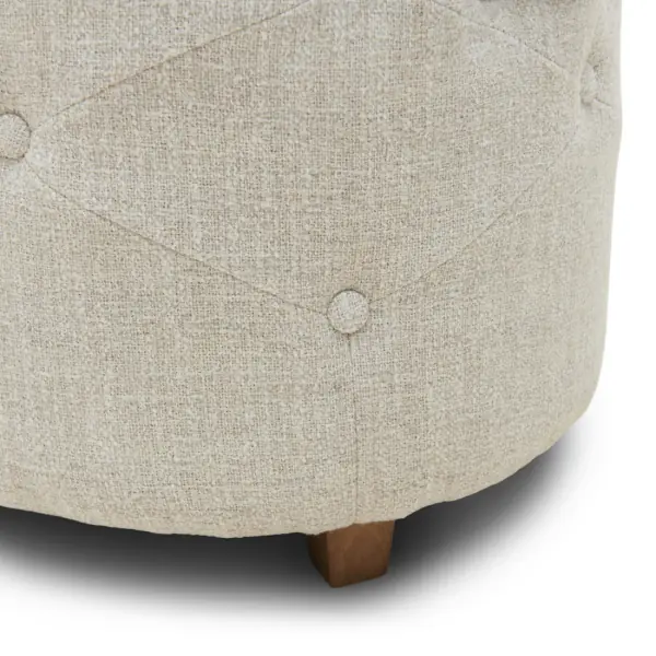 Bowery footstool, rich tweed, antique white