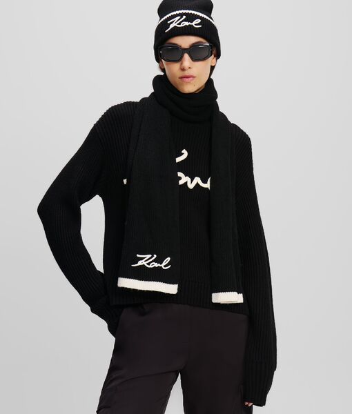K/Signature knit scarf, black/white