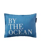 By the ocean organic cotton twill 40x30 pillow, blue/white