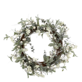 Wreath with berries & snow 45cm, green