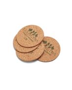 Cork coasters set of 4, natural/green