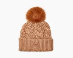 Cable Knit Beanie with Pom, camel