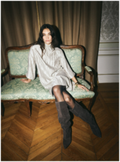 Kerstine highneck dress, mourning dove