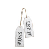 Sign let it snow 2pcs, antique white