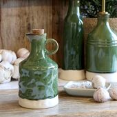 Jug with cork stopper, olive