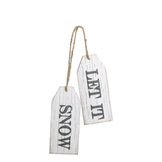 Sign let it snow 2pcs, antique white