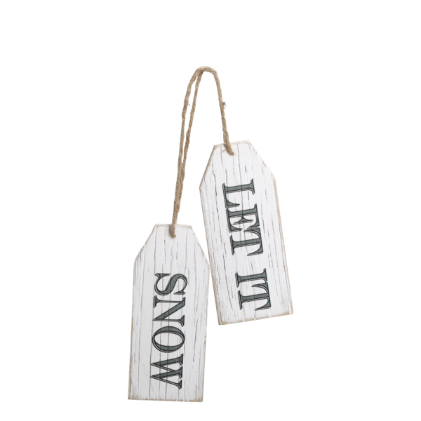 Sign let it snow 2pcs, antique white