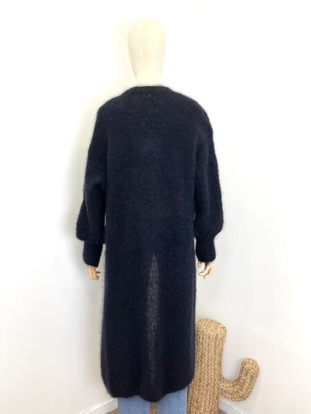 Long mohair cardigan, black