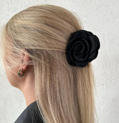 Satin rose hair claw, black