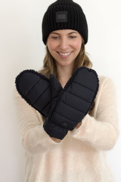 Chunky rib beanie w logo, black