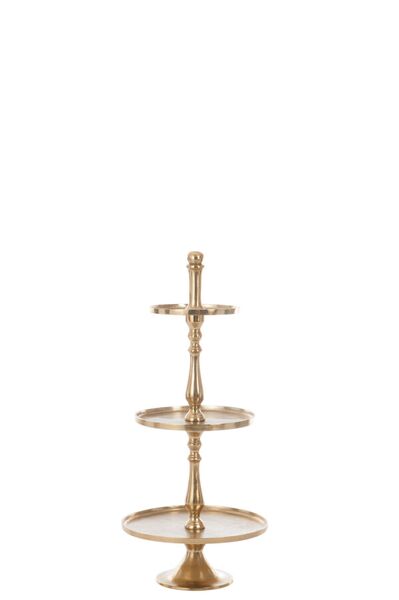 Tray 3 levels round aluminium, gold