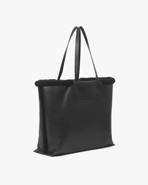 Faux shearling bag, black