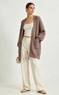 Mohair cardigan with pockets, light marron