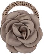 Satin rose hair tie, taupe