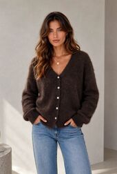 Cashmere blend cardigan, brown