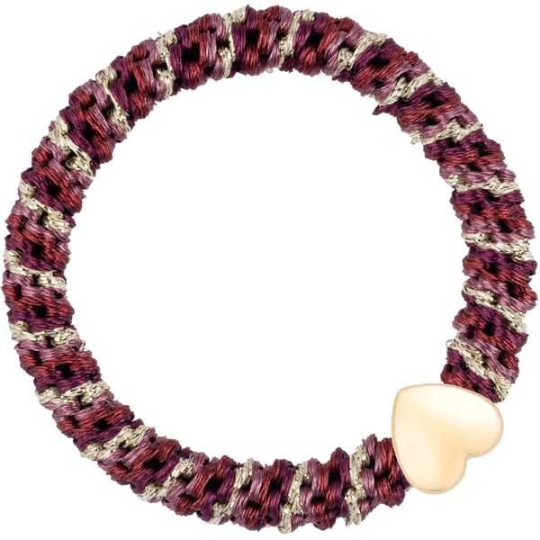Fat hair tie with heart, bordeaux stripe
