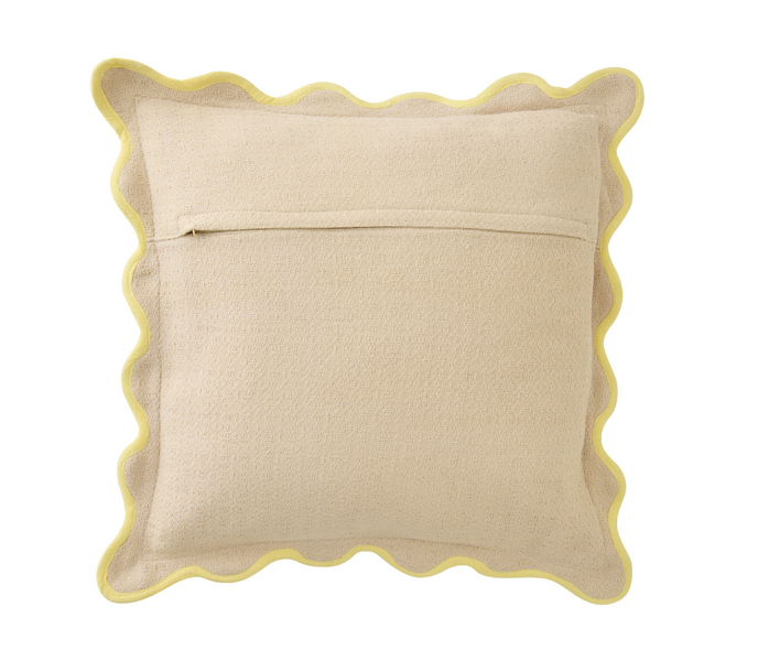 Cushion scalloped 45x45, beige/yellow