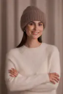 Mai kid mohair blend chunky beanie, nougat