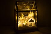 Christmas village led glass, white/gold