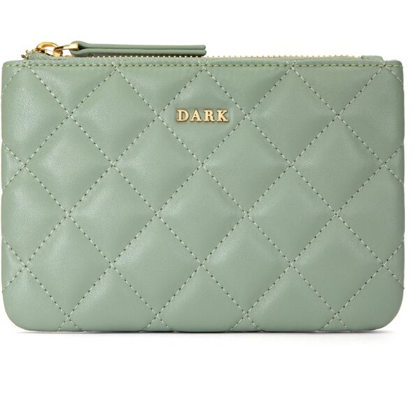Leather quilted pouch small, milieu green