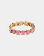 Ava petite elastic bracelet, gold w pearl strong pink