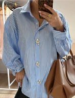 Diamond button stripe shirt, light blue