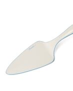 Stoneware Wavy Cake Server, White/Blue