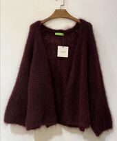 Short mohair cardigan, burgundy