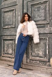 Paula faux fur jacket, blanc