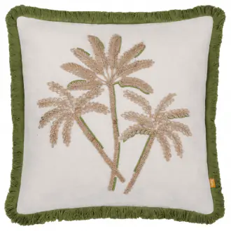 Palm embroidered cushion cover 45x45, green