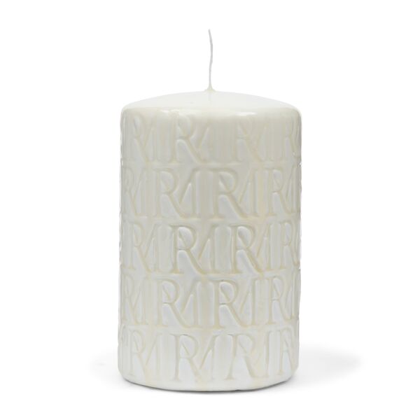 RM monogram pillar candle 9,5x15, white