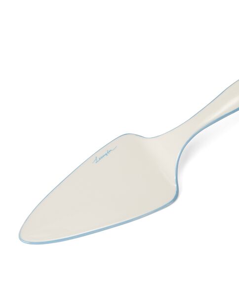 Stoneware Wavy Cake Server, White/Blue